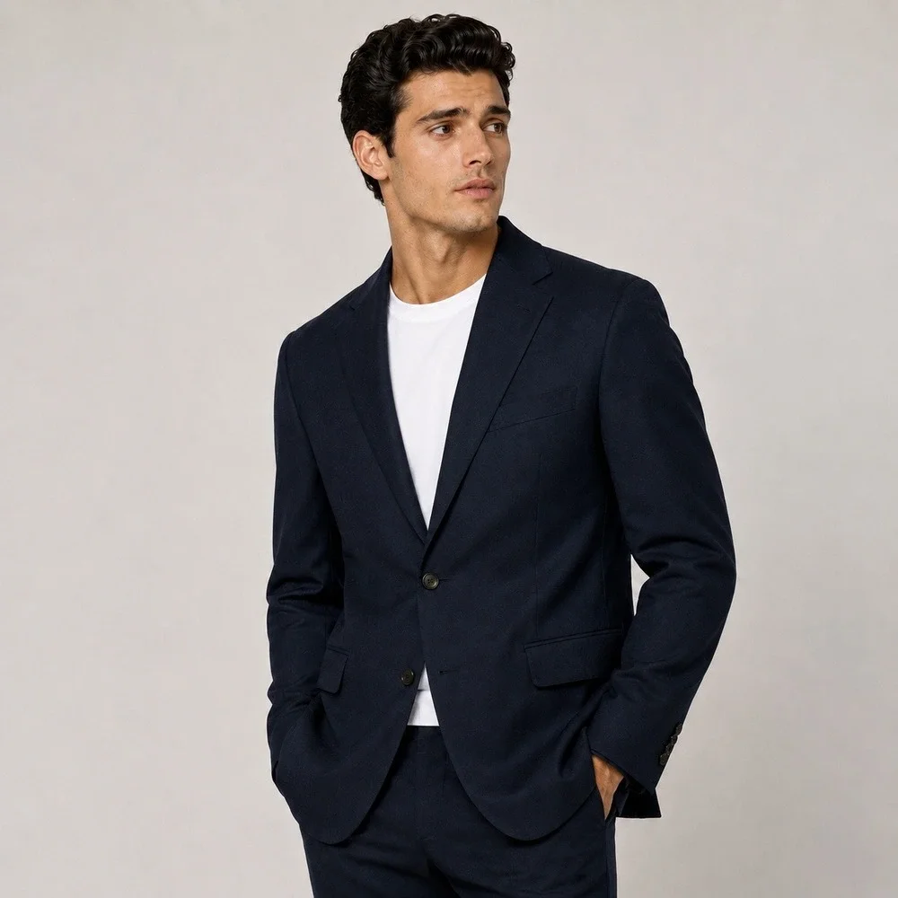 Comme Ca Ism Japanese Brand Mens Tropical Jacket Two Button Navy Suit Blazer / L